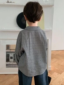 DAZY 秋季幼儿男童休闲宽松条纹衬衫 - 灰色 - 查看 5