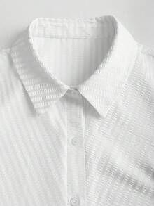 Sweetra Váy sơ mi tay ngắn màu hồng ngọt ngào và tươi mát, váy áo bó eo tôn dáng thời trang cho mùa hè - trắng - Xem 5