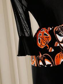 SHEIN Clasi Gaun Halloween Ukuran Besar - Hitam - View 4