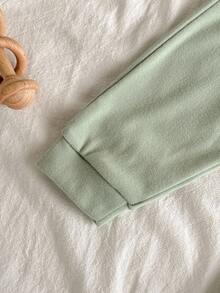 Loomiva 新生男婴/女婴两件套柔软针织圆领长袖上衣和松紧腰长裤 - 綠色 - 查看 11