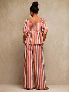 Travachic 女式度假休闲条纹吊带上衣和裤子两件套 - 彩色 - 查看 2