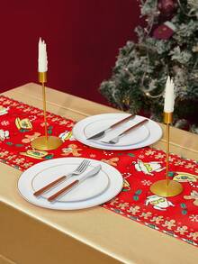 FRIENDS X SHEIN 1 pieza Camino de mesa impreso antideslizante y grueso, con diseños de Turquía, café y hombre de jengibre para fiestas, se ajusta a diferentes longitudes de mesa de 90/160/183/200cm