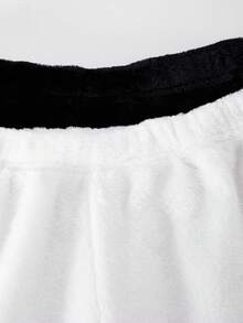 2条装少女优雅高腰喇叭双面法兰绒裤，适合休闲和居家穿着，带衬里，白色、黑色百搭秋冬款 - 彩色 - 查看 5