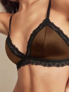 Charlaine Women's Elegant Sexy Lace Trim Bra - Mocha Brown - View 4