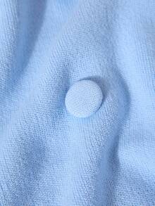 CLARA VERO Modern Frost Double-Breasted Knit Cardigan In Baby Blue With Retro Collar And Ribbed Hems,Cardigans,Long Cardigans Woman,Petite,Tall - Baby Blue - View 7