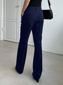DAZY Business Casual Solid Color Straight Leg Pants Low Rise - Navy Blue - View 2