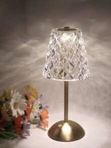 1 件现代 LED 水晶触控台灯 - 3 种色温可调，金属底座，可充电 - 适用于卧室床头柜、客厅餐桌和酒店装饰 - 充電三色水晶檯燈薄款-大鑽石 - 查看 8