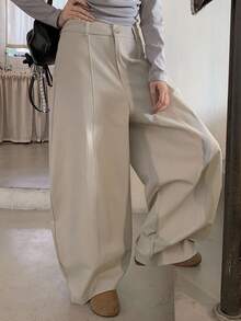 DAZY Women's Solid Color Pocket Splicing Harem Carrot Pants, Casual Autumn/Winter - Khaki - View 3