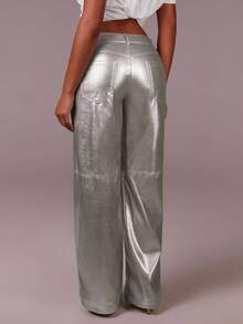 Athîral Pantaloni sport largi cu talie înaltă și buzunare argintii pentru femei