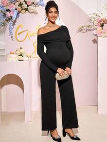 Loomaby Maternity Jumpsuits,Gender Reveal Dress,Maternity Dress, Baby Shower Dress Maternity Rompers Long Sleeve Maternity Jumpsuit Maternity Clothes Off The Shoulder Maternity Jumpsuit