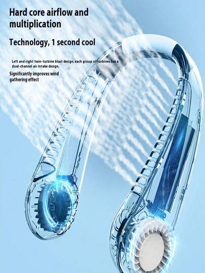 Ventilateur de cou portable rechargeable - Ventilateur personnel sans lame pour les sports de plein air - Solution de refroidissement mains libres Ventilateur de cou portable mini sans lame Ventilateur suspendu rechargeable USB sans feuille Refroidisseur d'air Ventilateurs de cou portables Ventilateur de cou Refroidissement d'été, plage, voyage