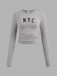 SHEIN Girlism Bộ 3 áo thun tay dài cổ tròn màu trơn cho bé gái tuổi teen - Nhiều màu - Xem 10