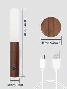 1PC Imitation Wood Grain Smart Human Body Sensor Night Light, LED Rechargeable Corridor Wall Lamp, Motion Sensor Light, USB Powered, Suitable For Bathroom, Toilet, And Corridors - warm light - View 14