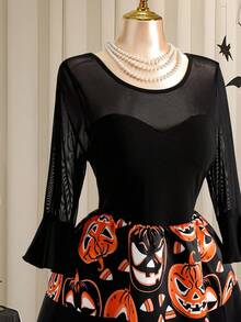 SHEIN Clasi Gaun Halloween Ukuran Besar - Hitam - View 5