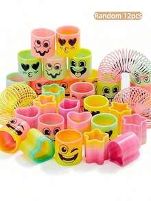 Zazumi 2/6/12/15/24/30件春季彩虹派对礼物，迷你塑料弹簧减压玩具，减压弹簧迷你弹簧散装玩具嘉年华奖品生日，糖果袋