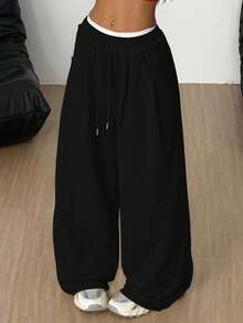 Coolane Fall Clothes For Women Streetwear Going Out Casual Sport Basic Essentials French Grey Elastic Waistband Straight Pants