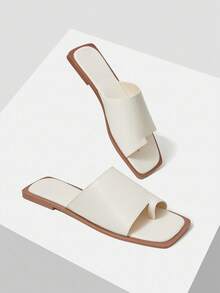 MOTF PREMIUM SQUARE TOE FLAT SANDALS - Beige - View 4