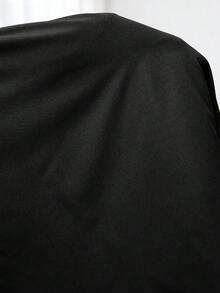 SHEIN CURVE+ 大码女式冬季长袖抽绳腰蓬松连帽外套 - 黑色 - 查看 11