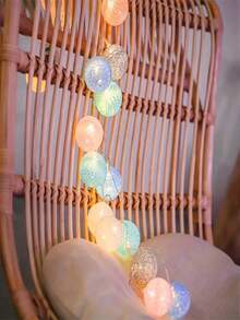 一串彩色棉珠灯，1.5 米长，10 个 LED，适用于家庭、房间、节日、情人节、母亲节、婚礼、摄影工作室照明和背景照明，可调光，电动，装饰用途，不含电池 - 多色光 - 查看 5