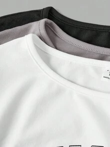 SHEIN Girlism Bộ 3 áo thun tay dài cổ tròn màu trơn cho bé gái tuổi teen - Nhiều màu - Xem 3