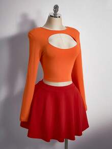 SHEIN ICON Trang phục Halloween cỡ lớn cho nữ, trang phục cosplay nhân vật Velma - Nhiều màu - Xem 5