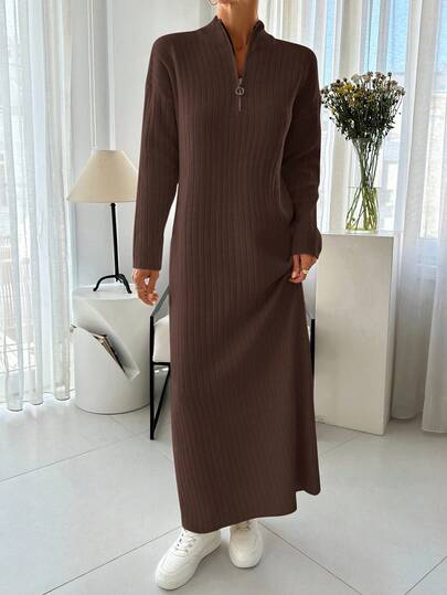 EURMUSE Pullover Sweater Dress Zip Detail+ 478