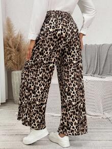 SHEIN Fall Clothes,Autumn Clothes,Maternity Autumn/Winter Clothes Maternity Maternity Casual Leopard Print Loose Pants - Brown - View 2