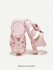 Cozy Pixies 1對女童時尚多用途粉色涼鞋,可愛兔子裝飾,夏季必備 - 粉色 - 查看 2
