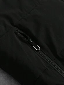 Manfinity Hypemode 男士纯色长袖拉链连帽休闲冬季外套，Y2K风格冬季服饰，送给男友的完美礼物，街头风、校园风和万圣节时尚单品 - 黑色 - 查看 5