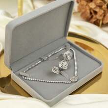 1pc (Give Her A Complete Set Of Romance) Retro Simple Rings, Necklaces, Bracelets, Jewelry, Gold, Jade, Jewelry, Jewelry Sets, High-Grade Flannel Storage Sets, Jewelry Display Props, Wedding Gift Essentials (Red, Gray Optional) Valentine's Day Back To School - 彩色 - 查看 25