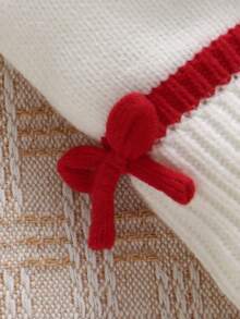 SHEIN Baby Girls Casual Cute White Embroidered Floral Knitted Sweater Jumpsuit Soft & Comfortable, Suitable For Daily, Outings, Travel, Vacation, Home, Daycare, Baby Girl Play, Christmas, Back To School, Parties Fall Winter