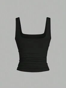 Flirla Plus Size Women Casual Solid Color Tank Top - Multicolor - View 4