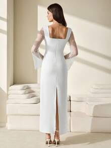 CLARA VERO 女士优雅束腰珍珠细节长裙 - 白色 - 查看 6