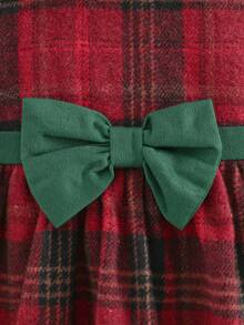 Cozy Pixies Vestido de Manga Longa com Gola Peter Pan e Cintura Marcada para Meninas, Confortável e Versátil, Adequado para Uso Casual, Escola, Esqui, Uso Diário, Esportes, Festas, Outono/Inverno. Forro Térmico, Reforçado para Clima Frio. Vestido de Natal para Bebê Menina, Vestido Vintage para Bebê Menina em Bordô, Vestido Xadrez Vermelho para Bebê Menina, Vestido de Natal Xadrez para Bebê, Vestido de Natal Tartan para Bebê Menina - Vermelho - Visão 5