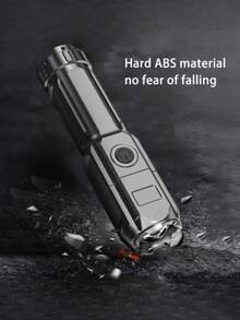 SHEIN Super Bright Rechargeable Multi-Function Torch ABS Strong Light Focusing Led Flashlight Outdoor Portable Home Built-In Battery Halloween Christmas Thanksgiving Gift