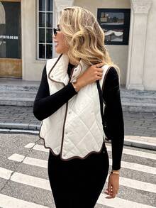 SHEIN Frenchy Áo khoác không tay rộng rãi, thoải mái dành cho nữ - Màu be - Xem 5