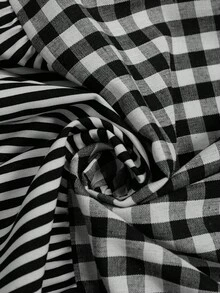 Zelara 大码粉色碎花休闲四层连衣裙 - 黑與白 - 查看 6