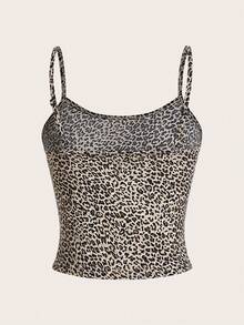 Attitoon 女士休闲性感豹纹五角星图案可爱吊带背心，适合夏季