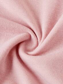 SHEIN 少女简约字母印花圆领短袖针织家居服套装 2 件套 - 淺粉色 - 查看 5