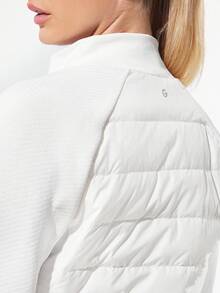 GLOWMODE Áo khoác lông vũ co giãn lót nhiệt ôm vừa vặn có túi bên hông, mặc hàng ngày, chạy bộ, tập luyện, giữ ấm mùa đông - Màu trắng kem - Xem 7