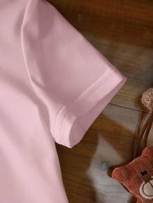 BABY SHARK X SHEIN Baby Girl Cute Shark Print Round Neck Short Sleeve Top, Summer - White - View 4