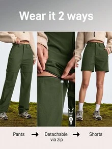 In My Nature 女式可拆卸防水徒步裤，适合户外露营、徒步旅行和城市通勤 - 綠色 - 查看 2