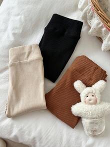 LMoss Kids LMoss 三件套女婴针织纯色休闲套装，秋季服装，秋季套装，女婴秋季服装，秋季套装，婴儿秋季服装，冬季 - 彩色 - 查看 6