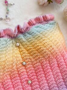 Soleia 渐变色荷叶边针织露肩短款上衣，舒适度假/音乐节/波西米亚/节日风格，适合约会，情人节下午茶 - 彩色 - 查看 5