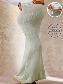 Boho Mama Maternity Solid Color Adjustable Waist Maxi Mermaid Hem Knitted Skirt Maxi Skirts For Women Knit Maxi Skirt Maternity Maxi Skirt Sage Green Maxi Skirt Knit Skirt  Fall Women Clothes  Fall