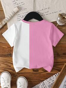 BABY SHARK X SHEIN Young Girl Cute Cartoon Shark Print Short Sleeve T-Shirt, Summer - White - View 2