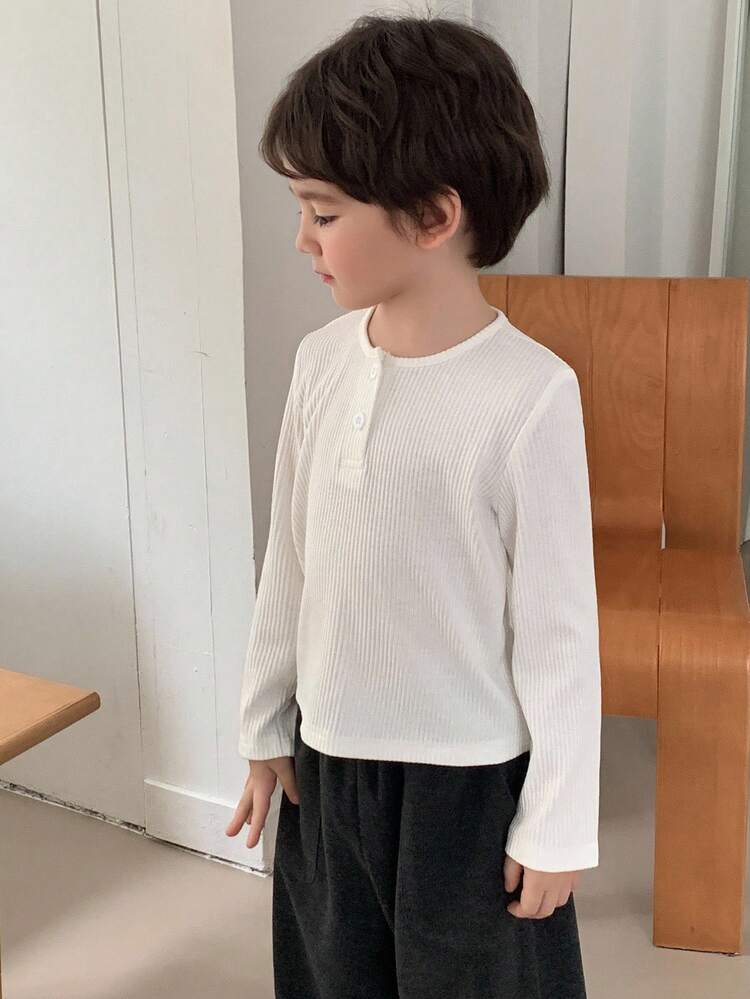 Toddler Boys' Casual Loose Fit Solid Color T-Shirt, Autumn