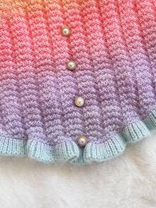 Soleia 渐变色荷叶边针织露肩短款上衣，舒适度假/音乐节/波西米亚/节日风格，适合约会，情人节下午茶 - 彩色 - 查看 6