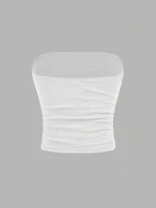 SHEIN Girlism 2pcs/Set Teen Girl Minimalist Comfortable Ruched Bandeau Bralette - Multicolor - View 3