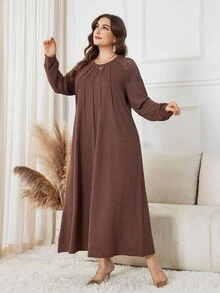 Lacomfia Elegancka, swobodna sukienka dzianinowa dla kobiet w dużych rozmiarach